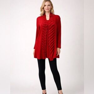 Bright Red Chico’s Travelers Ruffled Jacket Chicos Size 1
